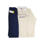 Combo Off-White Polo Sweatshirt & Navy Jogger Set
